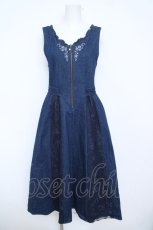 画像1: axes femme / バラ刺繍ジャンスカ M インディゴ Y-26-06-05-086-AX-OP-SZ-ZY (1)