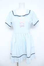 画像1: DearMyLove / シルエットアリス刺繍セーラーワンピース M サックス Y-26-06-05-097-GO-OP-SZ-ZY (1)