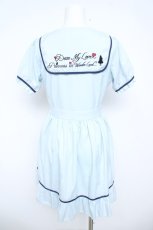 画像2: DearMyLove / シルエットアリス刺繍セーラーワンピース M サックス Y-26-06-05-097-GO-OP-SZ-ZY (2)