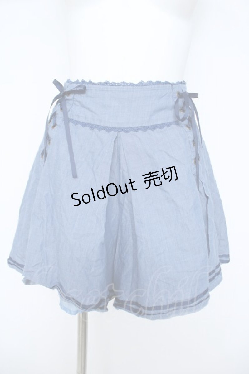 画像1: axes femme / サイド編み上げショートパンツ M サックス Y-26-06-05-151-AX-PA-SZ-ZS (1)