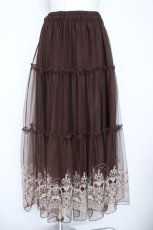 画像1: axes femme / 裾刺繍チュールティアードスカート M 茶 Y-26-06-05-181-AX-SK-SZ-ZY (1)