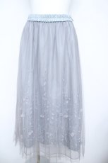 画像1: axes femme / 裏地刺繍プリーツチュールスカート M グレー Y-26-06-05-182-AX-SK-SZ-ZY (1)