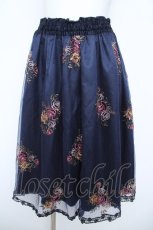 画像1: axes femme / ローズ刺繍チュールスカート M 紺 Y-26-06-05-183-AX-SK-SZ-ZY (1)
