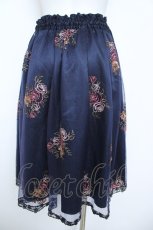画像2: axes femme / ローズ刺繍チュールスカート M 紺 Y-26-06-05-183-AX-SK-SZ-ZY (2)