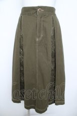 画像1: axes femme / レース切替ロングスカート M カーキ Y-26-06-05-185-AX-SK-SZ-ZY (1)