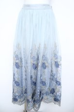 画像1: axes femme / グラデチュール刺繍スカート M サックス Y-26-06-05-193-AX-SK-SZ-ZY (1)
