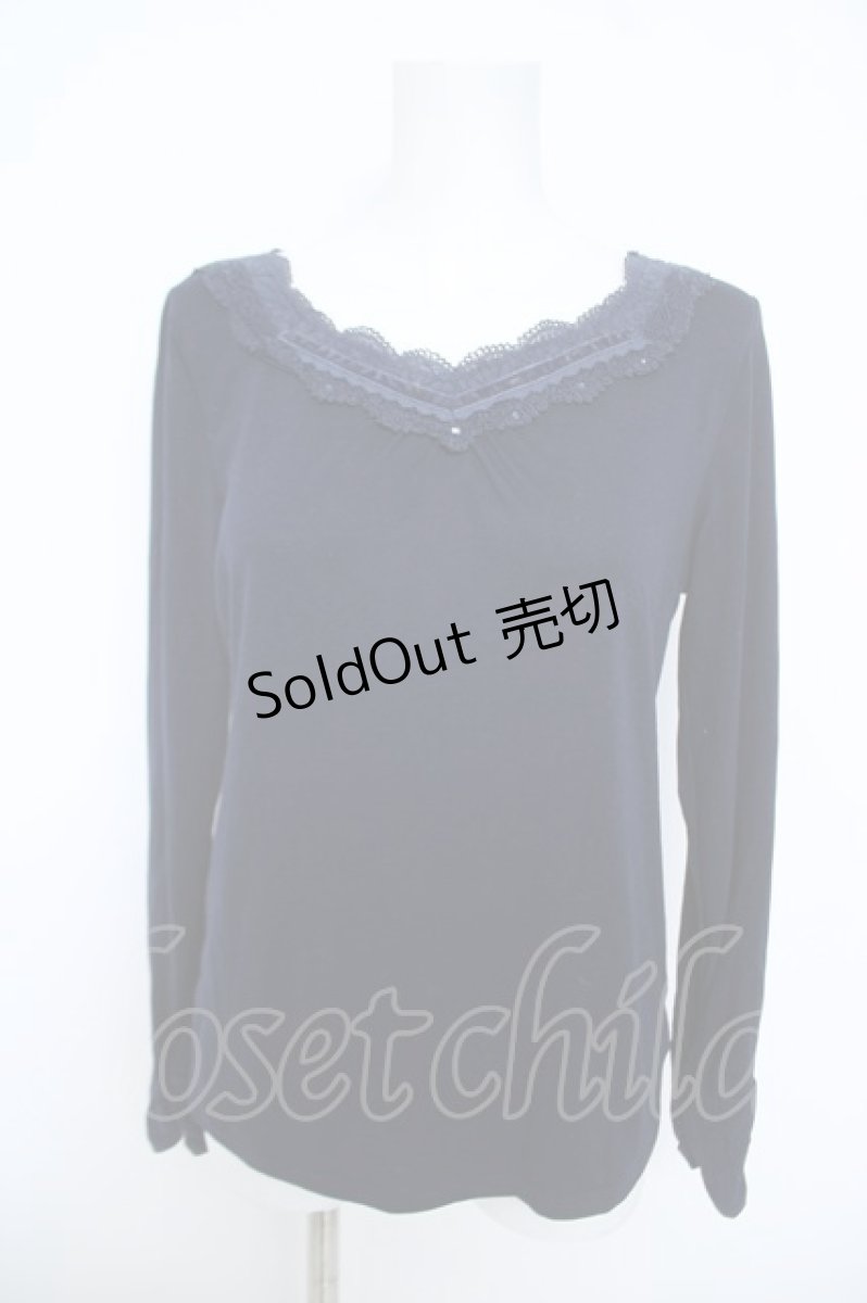 画像1: axes femme / レース×コットン袖カットプルオーバー F 紺 Y-26-06-05-032-AX-TO-SZ-ZS (1)