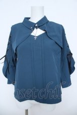 画像1: axes femme POETIQUE / クロスチャーム付フレア袖ブラウス M ブルーグリーン Y-26-06-08-049-AX-BL-SZ-ZY (1)