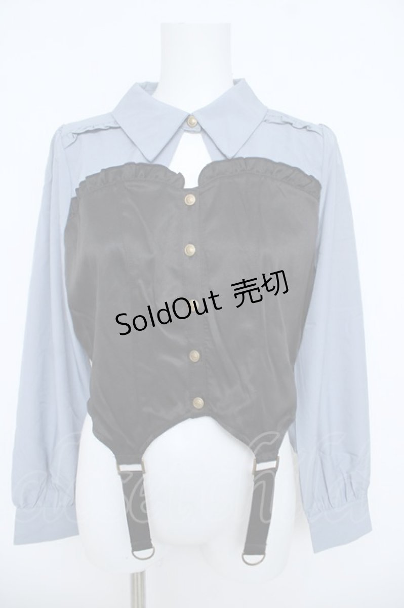 画像1: axes femme POETIQUE / ビスチェデザインブラウス M サックス Y-26-06-08-054-AX-BL-SZ-ZI (1)