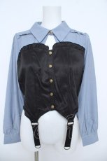 画像1: axes femme POETIQUE / ビスチェデザインブラウス M サックス Y-26-06-08-054-AX-BL-SZ-ZY (1)
