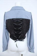 画像2: axes femme POETIQUE / ビスチェデザインブラウス M サックス Y-26-06-08-054-AX-BL-SZ-ZY (2)