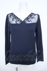 画像1: axes femme / 繊細レース長袖インナー M 紺 Y-26-06-08-078-AX-TO-SZ-ZY (1)