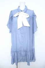画像1: axes femme / シアーチェックチュニックワンピース F サックス Y-26-06-08-090-AX-OP-SZ-ZY (1)