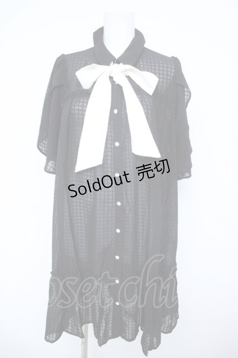 画像1: axes femme / シアーチェックチュニックワンピース F 黒 Y-26-06-08-091-AX-OP-SZ-ZS (1)