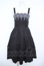 画像1: axes femme POETIQUE / スカラップ刺繍キャミワンピース M 黒 Y-26-06-08-095-AX-OP-SZ-ZY (1)