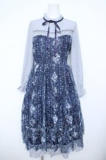 画像1: axes femme / フラワープリントレースワンピース F 紺 Y-26-06-08-117-AX-OP-SZ-ZY (1)