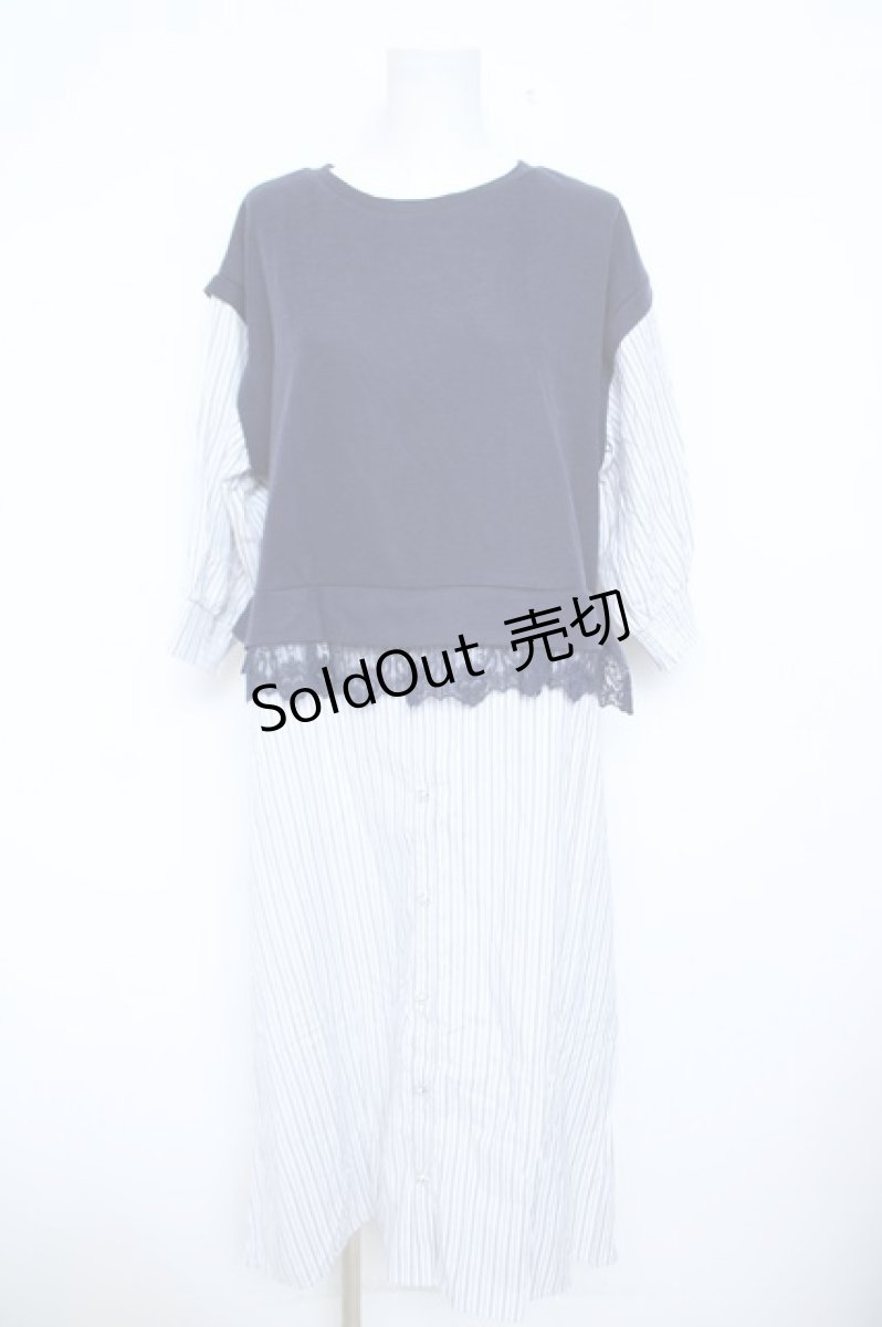 画像1: axes femme / ドッキングシャツワンピース F 紺 Y-26-06-08-121-AX-OP-SZ-ZI (1)