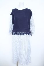 画像1: axes femme / ドッキングシャツワンピース F 紺 Y-26-06-08-121-AX-OP-SZ-ZY (1)