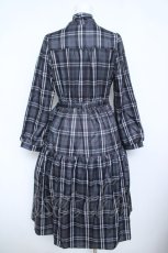 画像2: axes femme / バラ刺繍ボウタイチェックワンピース M 黒 Y-26-06-08-124-AX-OP-SZ-ZY (2)