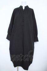 画像1: axes femme / 襟刺繍ロングシャツワンピース M 黒 Y-26-06-08-129-AX-OP-SZ-ZY (1)