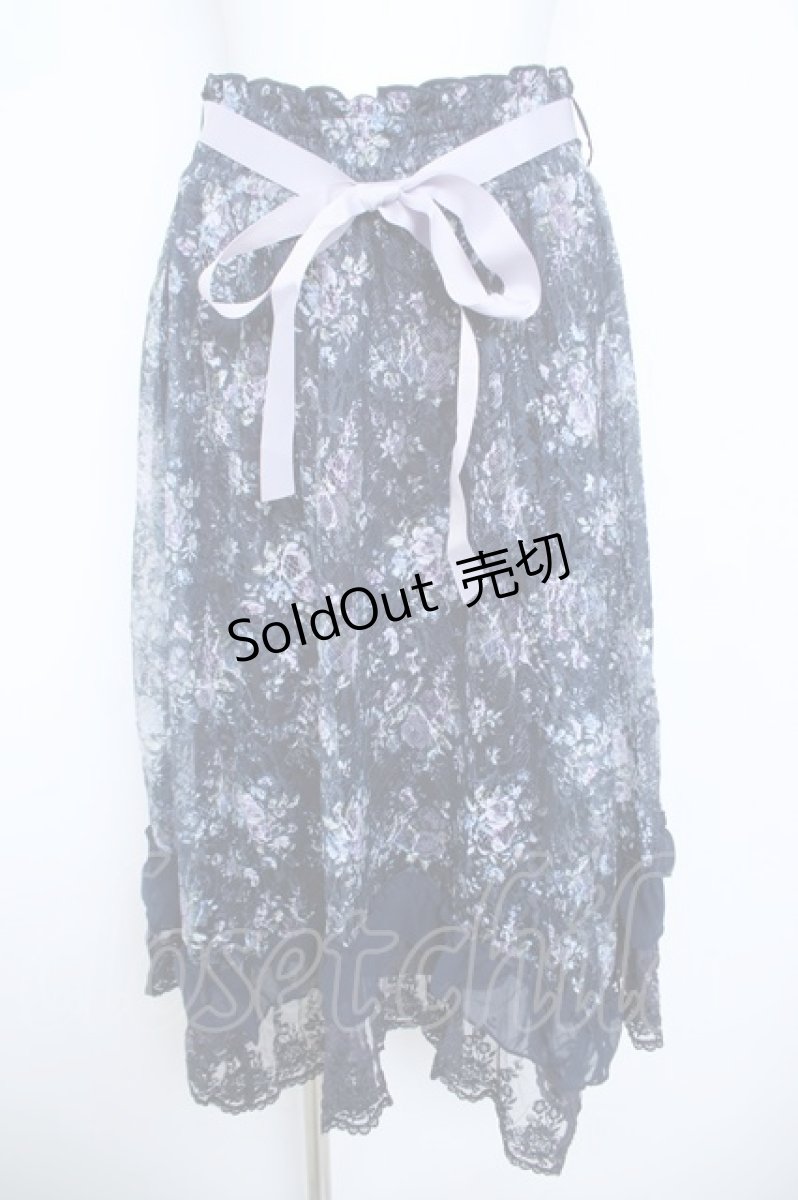画像1: axes femme / フローラルレースイレヘムスカート F 紺 Y-26-06-08-152-AX-SK-SZ-ZS (1)