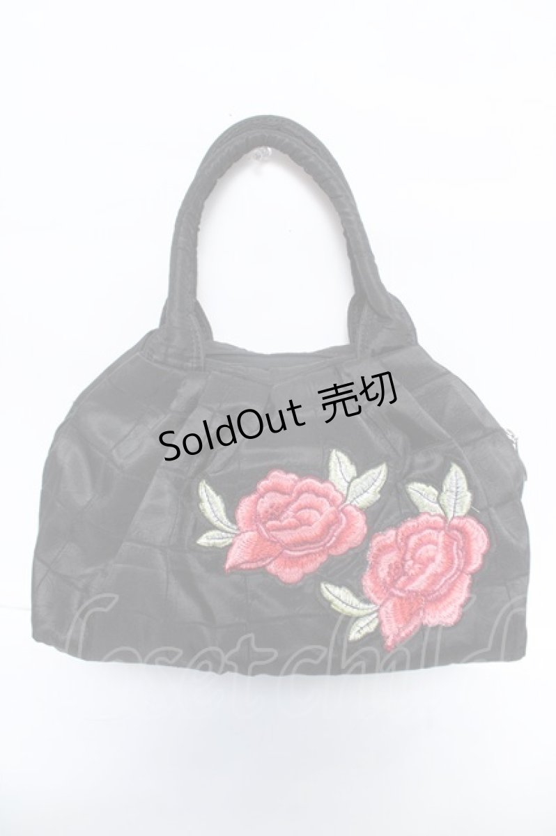 画像1: axes femme / 薔薇デザイン手提げバッグ F 黒 Y-26-06-08-017-AX-BG-SZ-ZT774 (1)