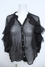 画像1: axes femme NOSTALGIE / シフォンフリルブラウス F 黒 Y-26-06-08-039-AX-BL-SZ-ZY (1)