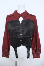 画像1: axes femme POETIQUE / ビスチェデザインブラウス M ワイン Y-26-06-08-047-AX-BL-SZ-ZY (1)