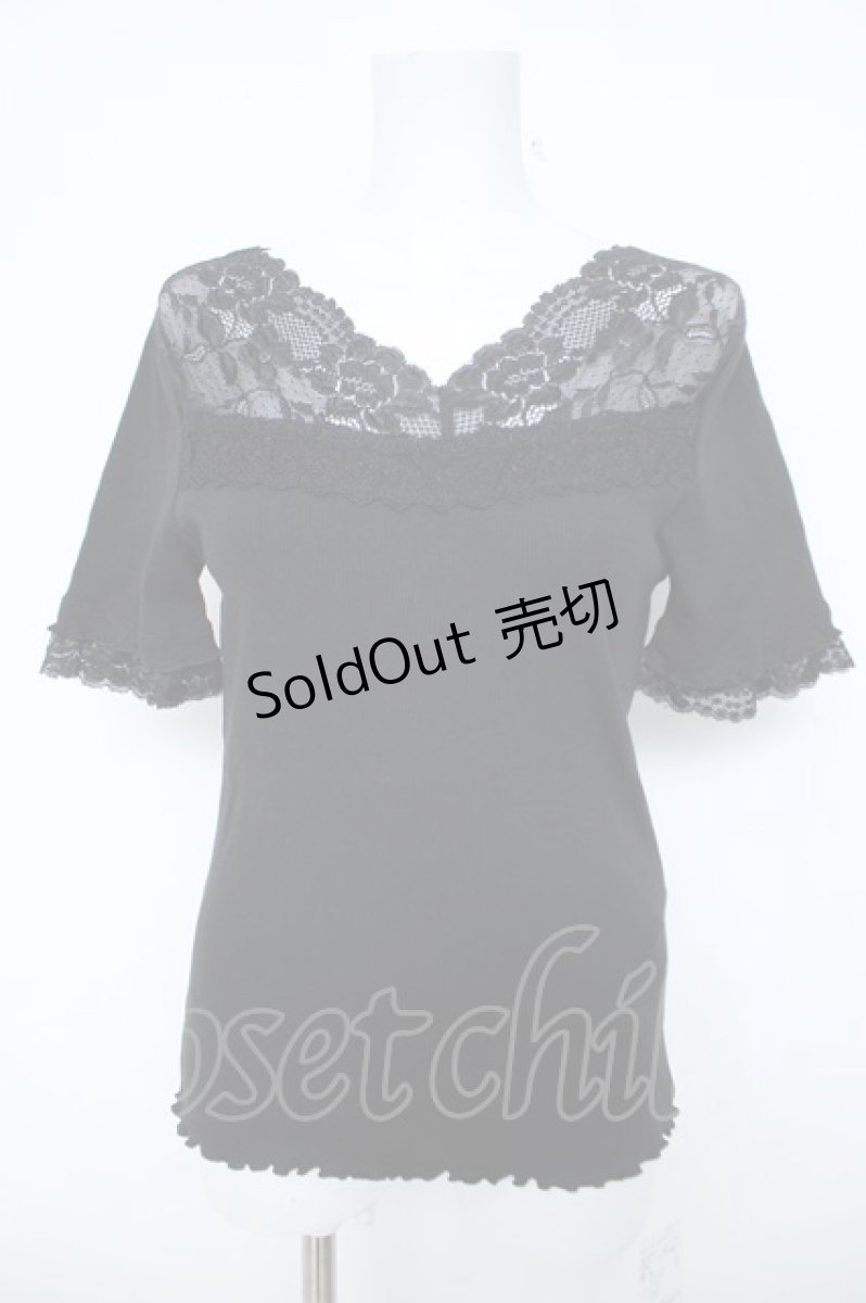 画像1: axes femme / 透けレースVネックインナー M 黒 Y-26-06-10-046-AX-TO-SZ-ZY (1)