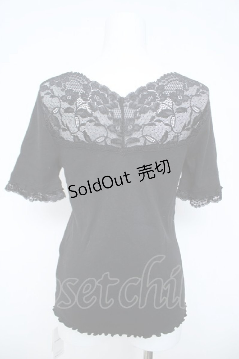 画像2: axes femme / 透けレースVネックインナー M 黒 Y-26-06-10-046-AX-TO-SZ-ZY (2)