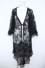 画像1: axes femme / ドロストフリルレースカーディガン M 黒 Y-26-06-10-055-AX-TO-SZ-ZY (1)