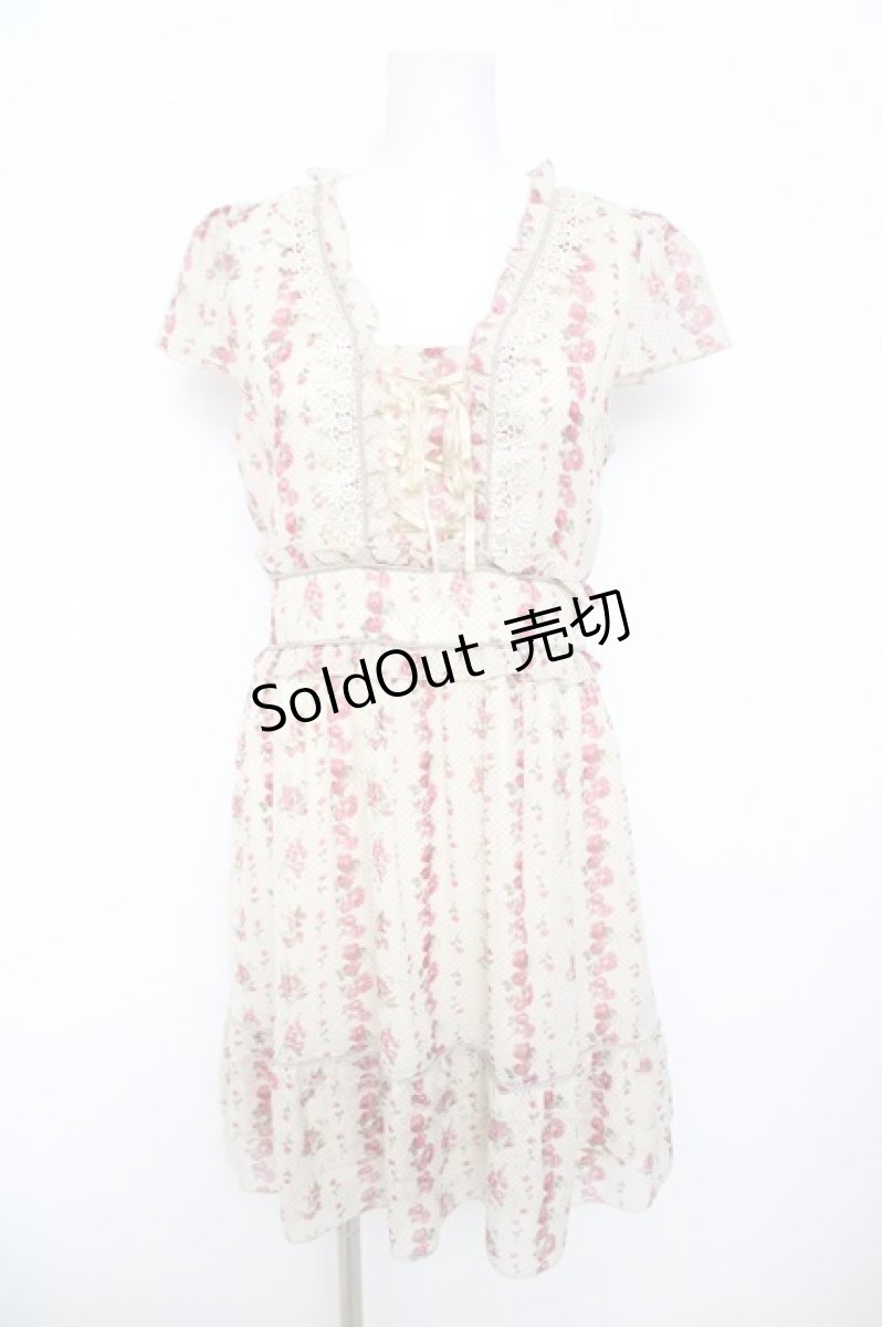 画像1: axes femme / バラストライプ×ドットワンピース M 生成り Y-26-06-10-071-AX-OP-SZ-ZY (1)