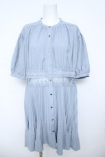画像1: axes femme / ウエストレースプリーツシャツ M サックス Y-26-06-10-075-AX-BL-SZ-ZY (1)