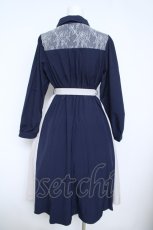 画像2: axes femme / レース切替配色ワンピース M 紺 Y-26-06-10-083-AX-OP-SZ-ZY (2)
