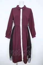 画像1: axes femme / レース切替配色ワンピース M ワイン Y-26-06-10-084-AX-OP-SZ-ZY (1)
