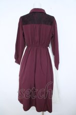 画像2: axes femme / レース切替配色ワンピース M ワイン Y-26-06-10-084-AX-OP-SZ-ZY (2)