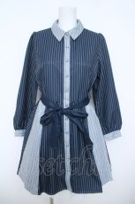 画像1: axes femme / ストライプ切替シャツチュニ M 紺 Y-26-06-10-085-AX-OP-SZ-ZY (1)