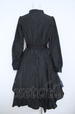 画像2: axes femme / スカーフ×ストライプワンピース M 黒 Y-26-06-10-087-AX-OP-SZ-ZY (2)