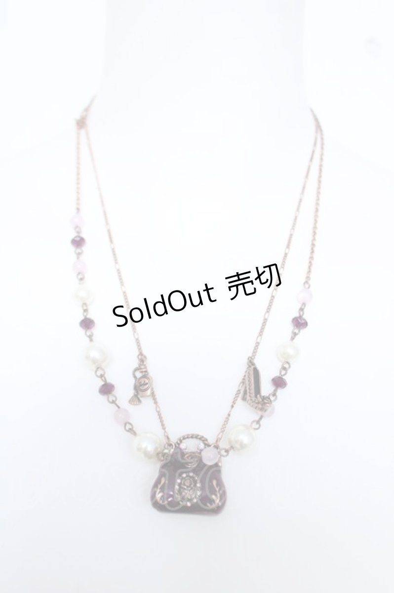 画像2: axes femme / バッグ型モチーフ2連ネックレス  パープル Y-26-06-10-001-AX-AC-SZ-ZY (2)