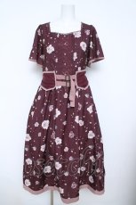 画像1: axes femme / パイピング花柄ワンピ M ワイン Y-26-06-10-093-AX-OP-SZ-ZY (1)