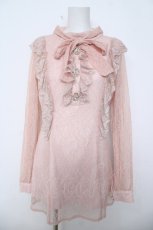 画像1: Swankiss / ボウタイレースワンピース  ピンク Y-26-06-10-111-LO-OP-SZ-ZY (1)