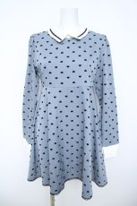 画像1: evelyn / ハートドットワンピース  ブルーグレー Y-26-06-10-113-LO-OP-SZ-ZY (1)
