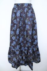 画像1: axes femme NOSTALGIE / 配色ローズ柄ロングスカート F 黒 Y-26-06-10-122-AX-SK-SZ-ZY (1)