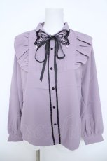 画像1: axes femme POETIQUE / バタフライ刺繍襟ブラウス M ラベンダー Y-26-06-10-017-AX-BL-SZ-ZY (1)