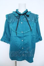 画像1: axes femme / チュールレース使いブラウス L ブルーグリーン Y-26-06-10-023-AX-BL-SZ-ZY (1)
