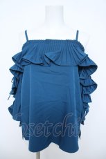 画像1: axes femme POETIQUE / ラッフルフリルブラウス M Bグリーン Y-26-06-10-029-AX-BL-SZ-ZY (1)