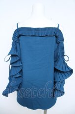 画像2: axes femme POETIQUE / ラッフルフリルブラウス M Bグリーン Y-26-06-10-029-AX-BL-SZ-ZY (2)