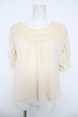 画像1: axes femme / カットドビードットスリットスリーブトップス M キナリ Y-26-06-10-032-AX-TO-SZ-ZY (1)