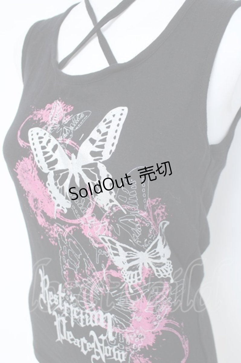 画像3: PEACE NOW / バタフライプリントタンクトップ M 黒 Y-26-06-12-030-PU-TO-SZ-ZY (3)