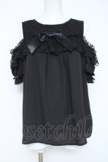画像1: axes femme kawaii / フリルオフショルブラウス  黒 Y-26-06-12-033-AX-BL-SZ-ZY (1)